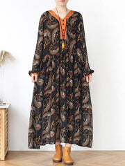 Loose Light Soft Holiday Floral Long Dress