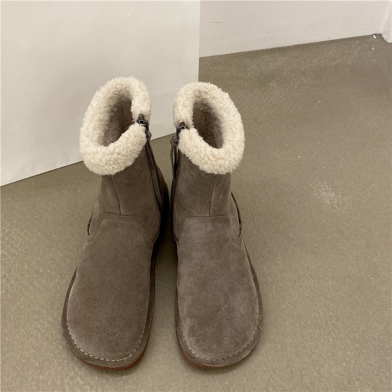 Flat Medium Tube And Fleece Snow Boots