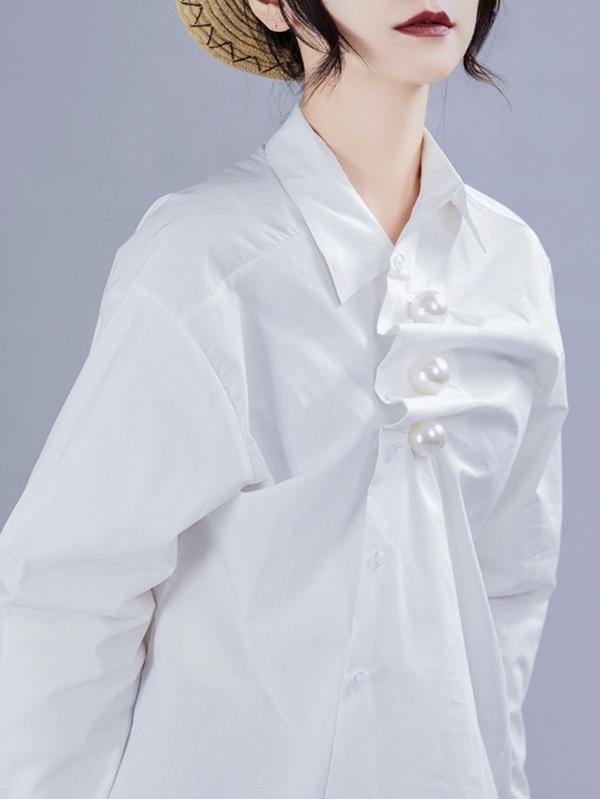 Casual Pearl Split-joint Shirt