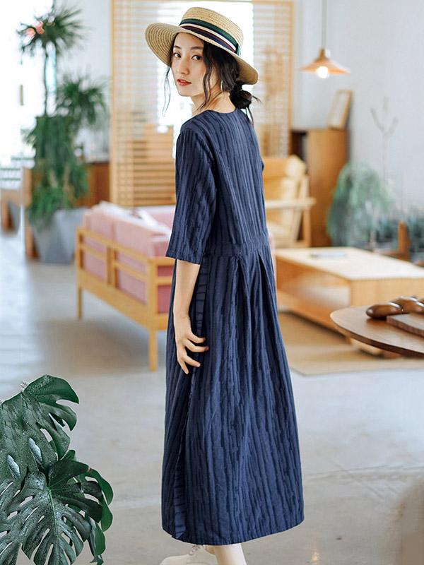 Loose Oblique Collar Solid Color Dress