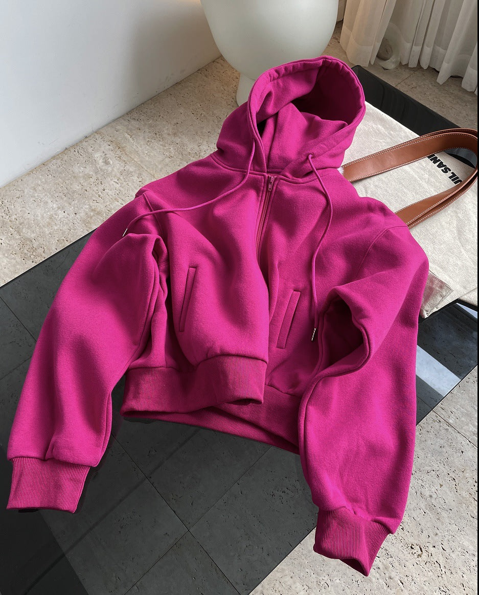 Casual Thicken Solid Color Zipper Sport Outwear