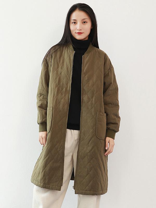 4 Colors Plaid Cotton Padded Coat