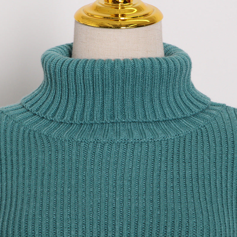 Women Loose Strapless High Neck Pullover Sweater