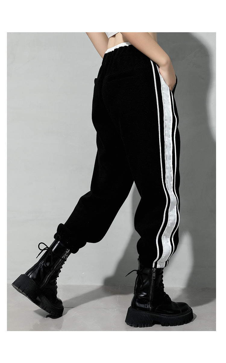 Elastic Waist Sports Overalls Cropped Pants