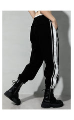 Elastic Waist Sports Overalls Cropped Pants