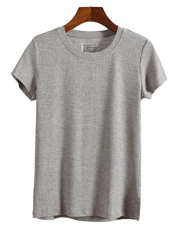 Solid Color Round Neck T-Shirt