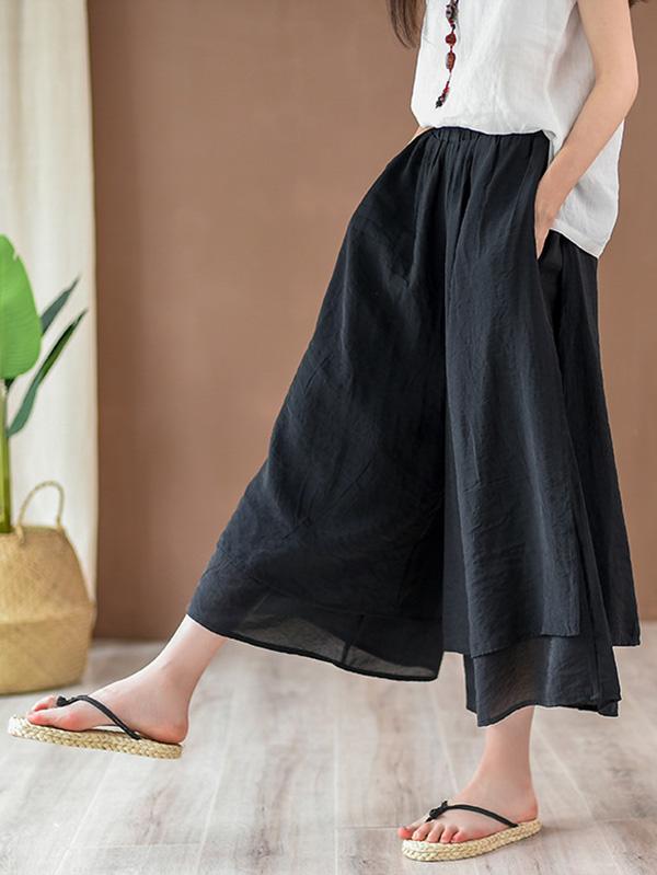 Vintage Solid Wide Leg Culotte
