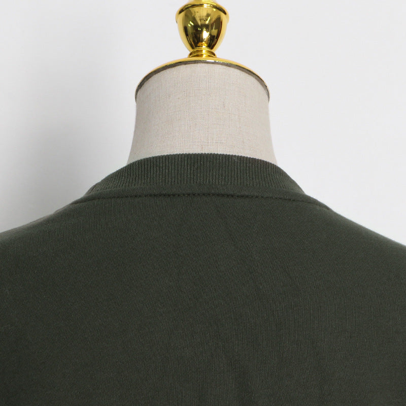 Simple Dark Green Round Neck Short Sweatshirt