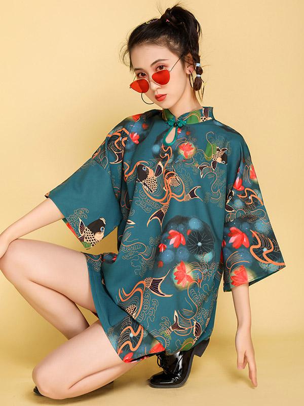 Artistic Retro Printed Short Cheongsams