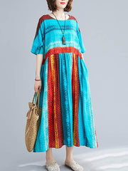 Loose Colorful Split-Joint Long Dress