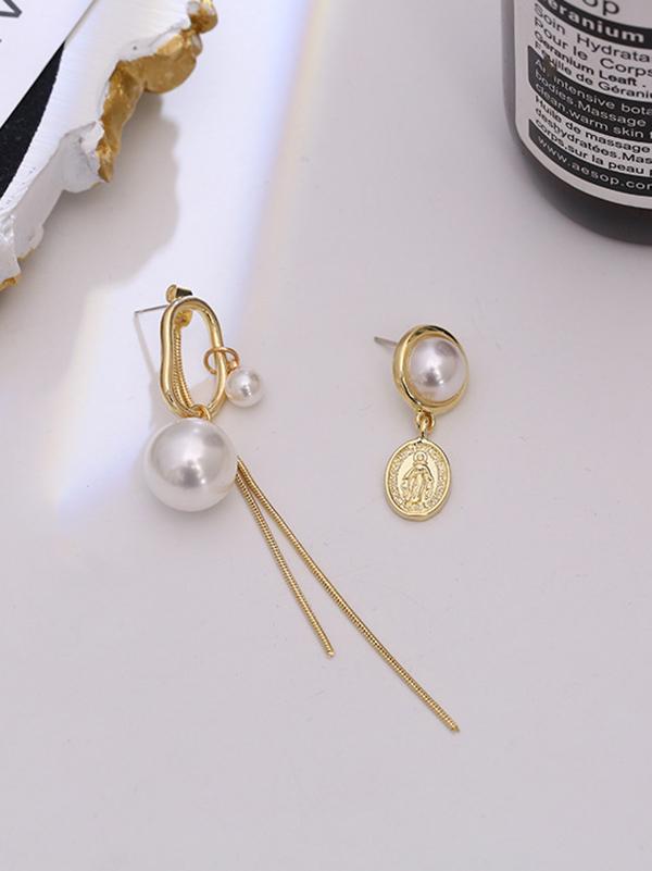 Fashion Asymmetric Alloy Tasseled Earrings