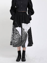 Women Loose Slim Print Skirt