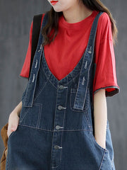 Loose Casual Retro Denim Jumpsuit Pants