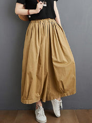 Vintage Solid Pleats Column Culotte