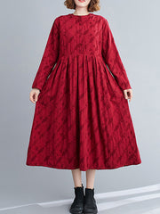 Women Jacquard Stand Collar Dress