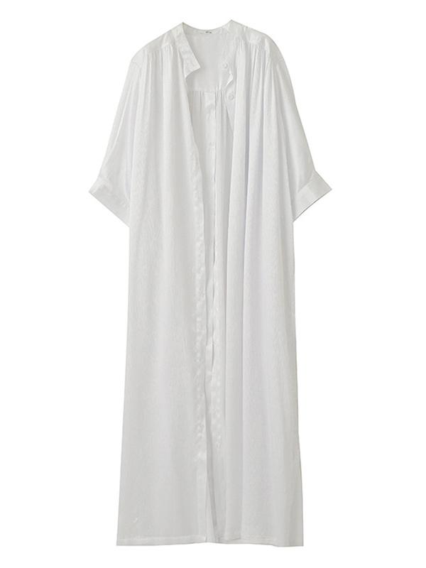 Loose Split-Side Urban Long White Shirt