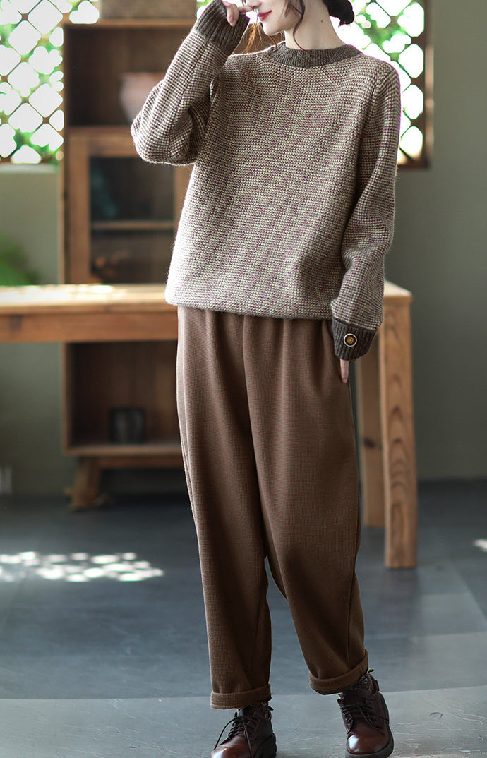 Solid Color Loose Pullover Sweater