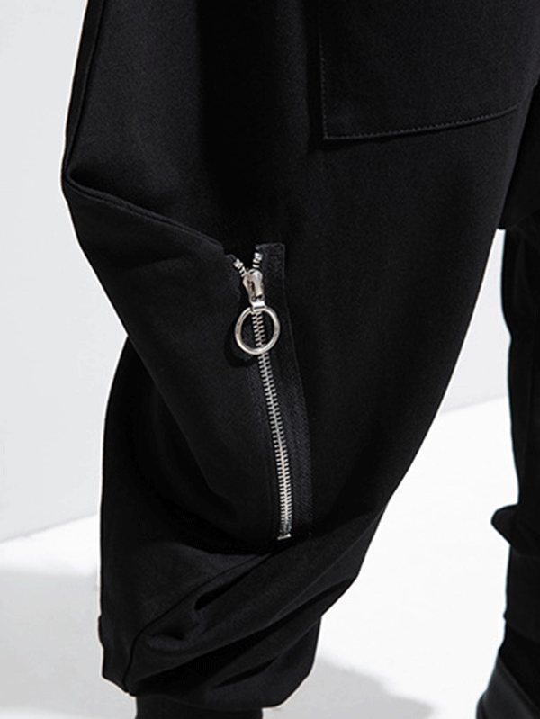 Zipper Original Minimalist Roomy Solid Harem Pants