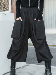 Women Irregular Stitching Wide Leg Pocket Casual Pants