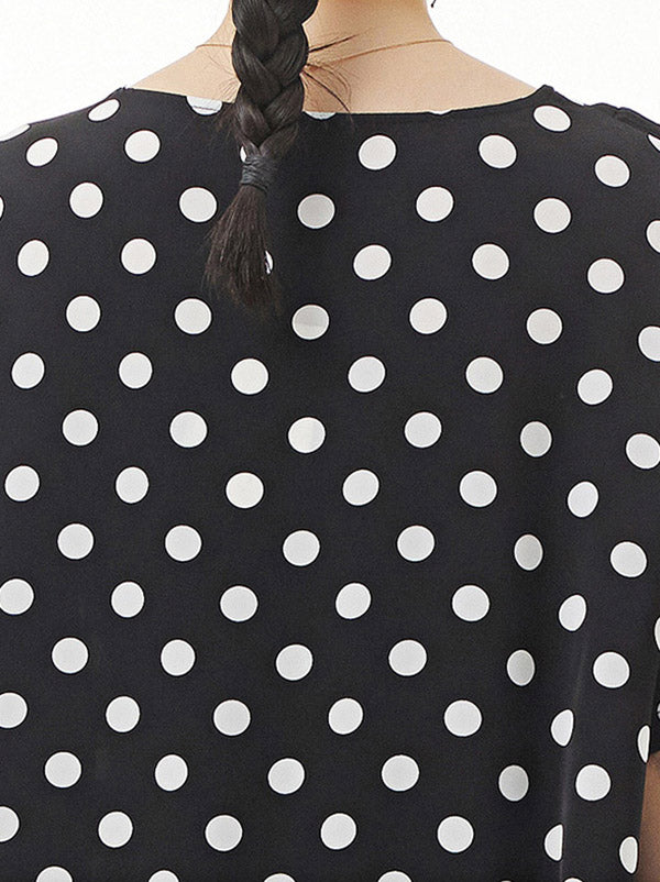 Urban Roomy Polka-Dot Stamped Pleated Split-Joint Midi Dress