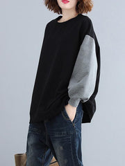 Loose Contrast Color False Two Sweatshirt