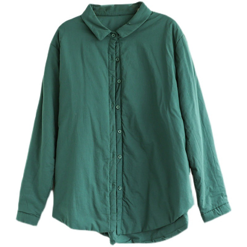 Retro Solid Color Lapel Collar Cotton Shirt