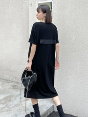 Short Sleeves Round Neck Simple Maxi Dres