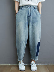 Color-Block Denim Harem Pant