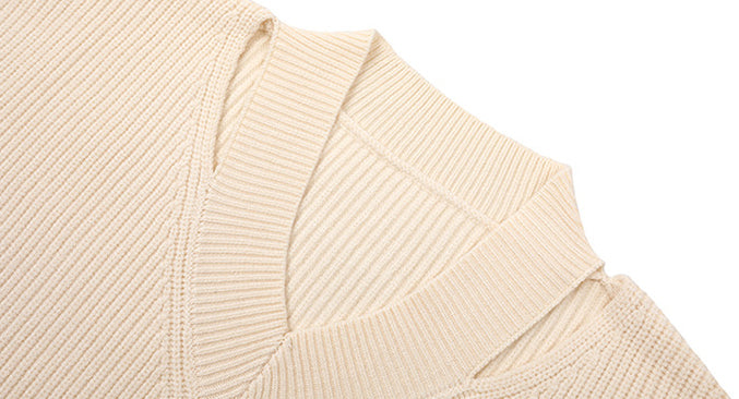 Classic Solid Color Knit V-Neck Sweater