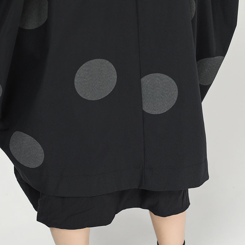 Retro Polka Dot Cloak Irregular Outwear