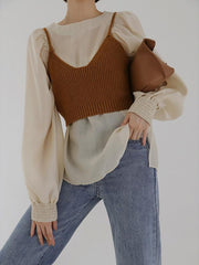 Casual Puff Sleeves Blouses