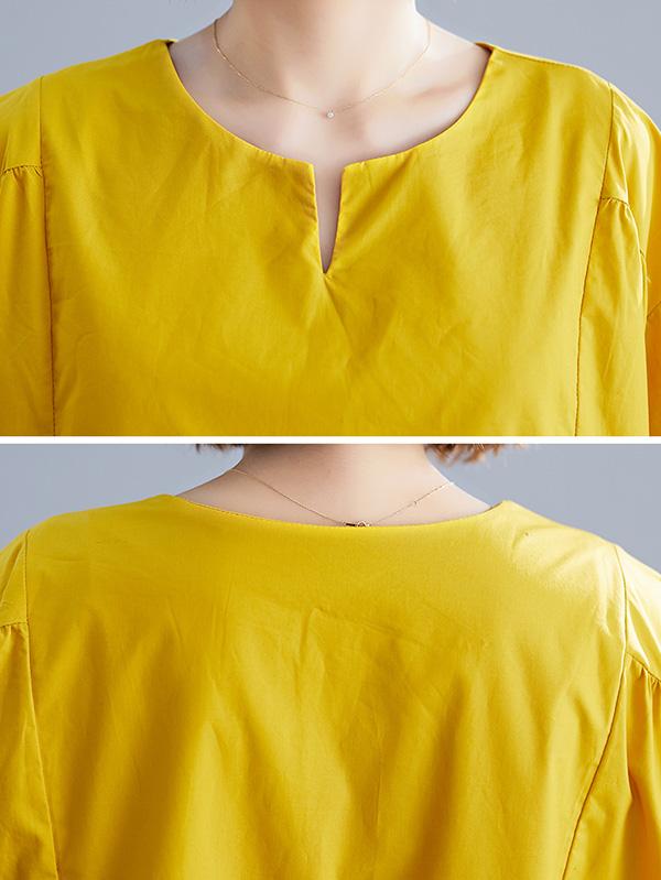 Casual Loose Solid Half-Sleeve Long Dress