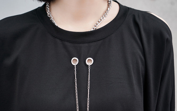 Simple 3/4 Sleeves Solid Round-Neck T-Shirt