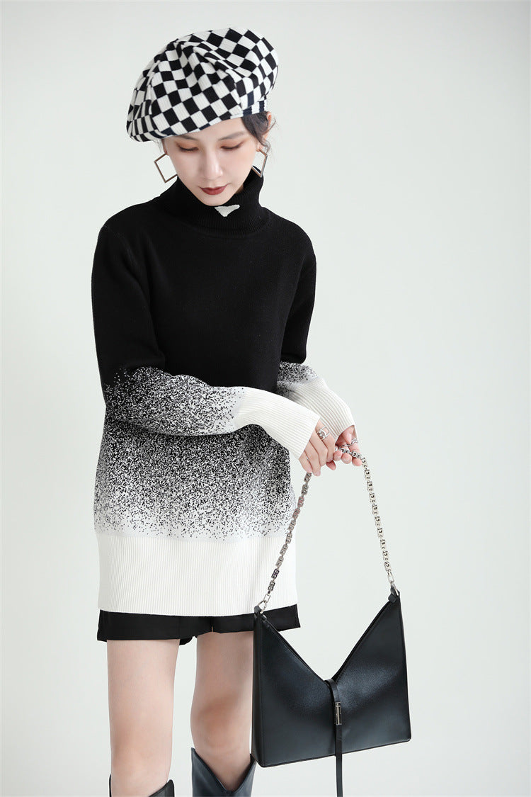 Original Design Gradient High-Neck Sweater