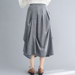 Vertical Striped Elastic Waist Skirt