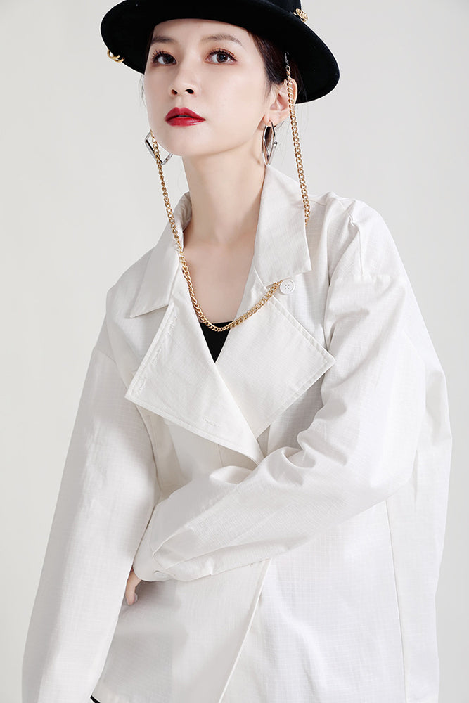 Casual Lapel Collar Irregular Design Long Sleeve Shirt