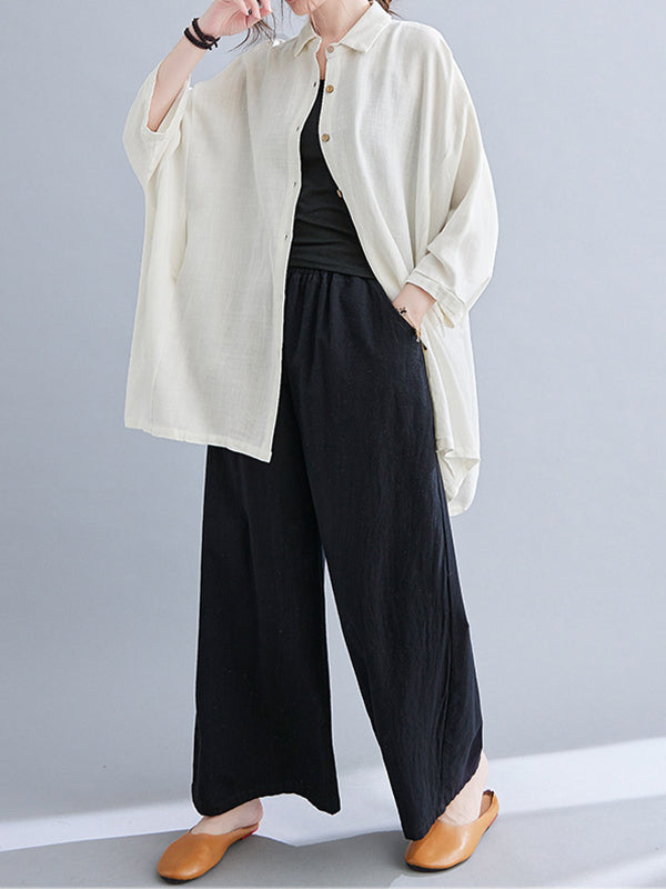 Solid Loose Plus Size Bat Sleeves Blouse