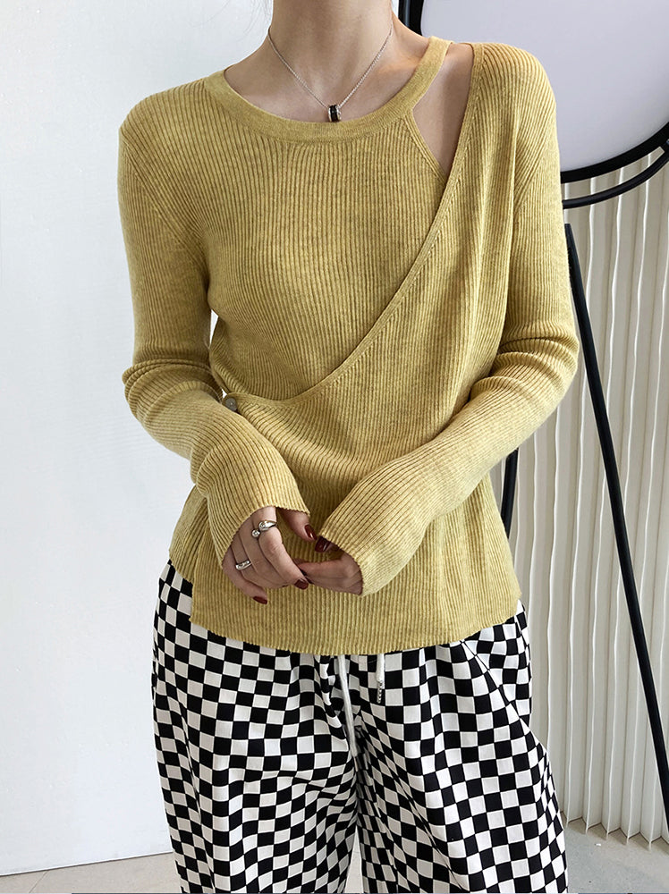 Hollow Strapless Halterneck Chic Knitted Sweatertop