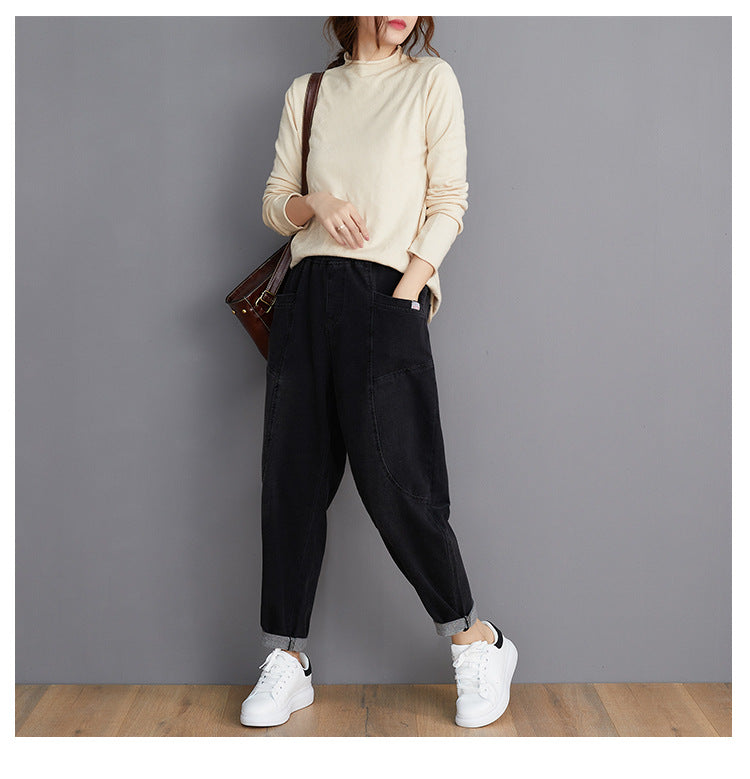 Solid Casual Denim Pants