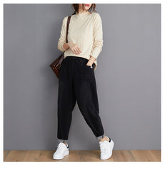 Solid Casual Denim Pants