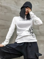 Women High Neck Printed Slim Bottoming Shirt