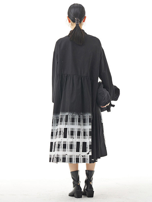 Urban Roomy Asymmetric Long Sleeves Gradient Midi Dress Shirt Dress