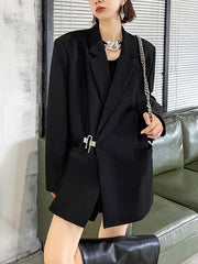 Loose Solid Color Lock Casual Suit Outwear