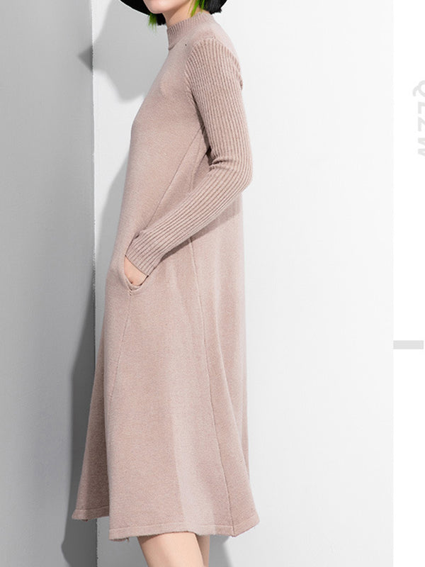 Women Round Neck Pullover Dress