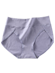 3Pcs Solid Color Breathable High Waist Antibacterial Panties