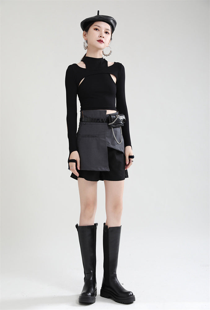 Hollow Cut Short T-Shirt Women's Slim Top