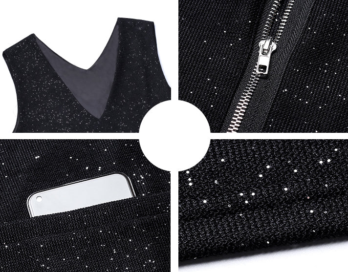 Women V-Neck Vest Midi Dress