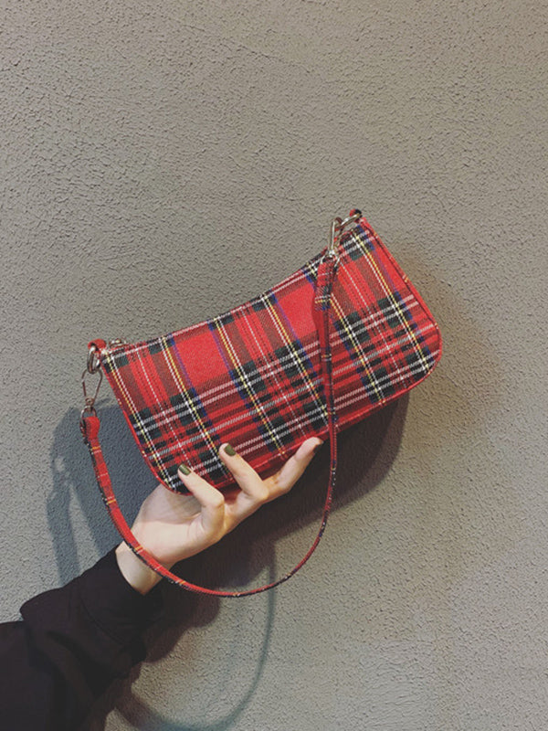 Artistic Retro Blue And White Plaid Bag