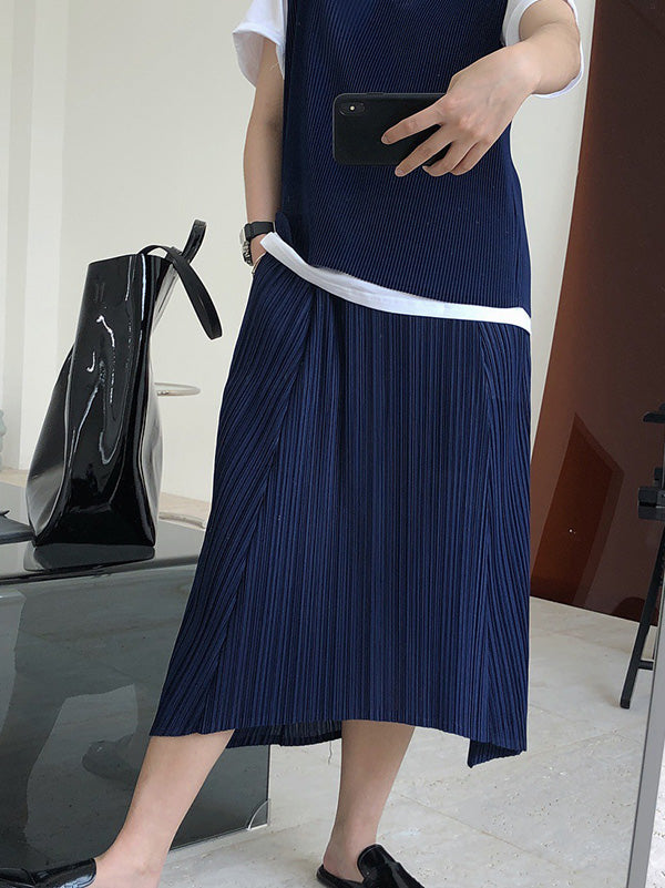 Original  Irregularity Pleats Solid Skirt