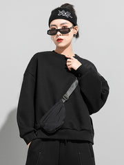 Casual Roomy Asymmetric Split-Joint Round-Neck Sweatshirt